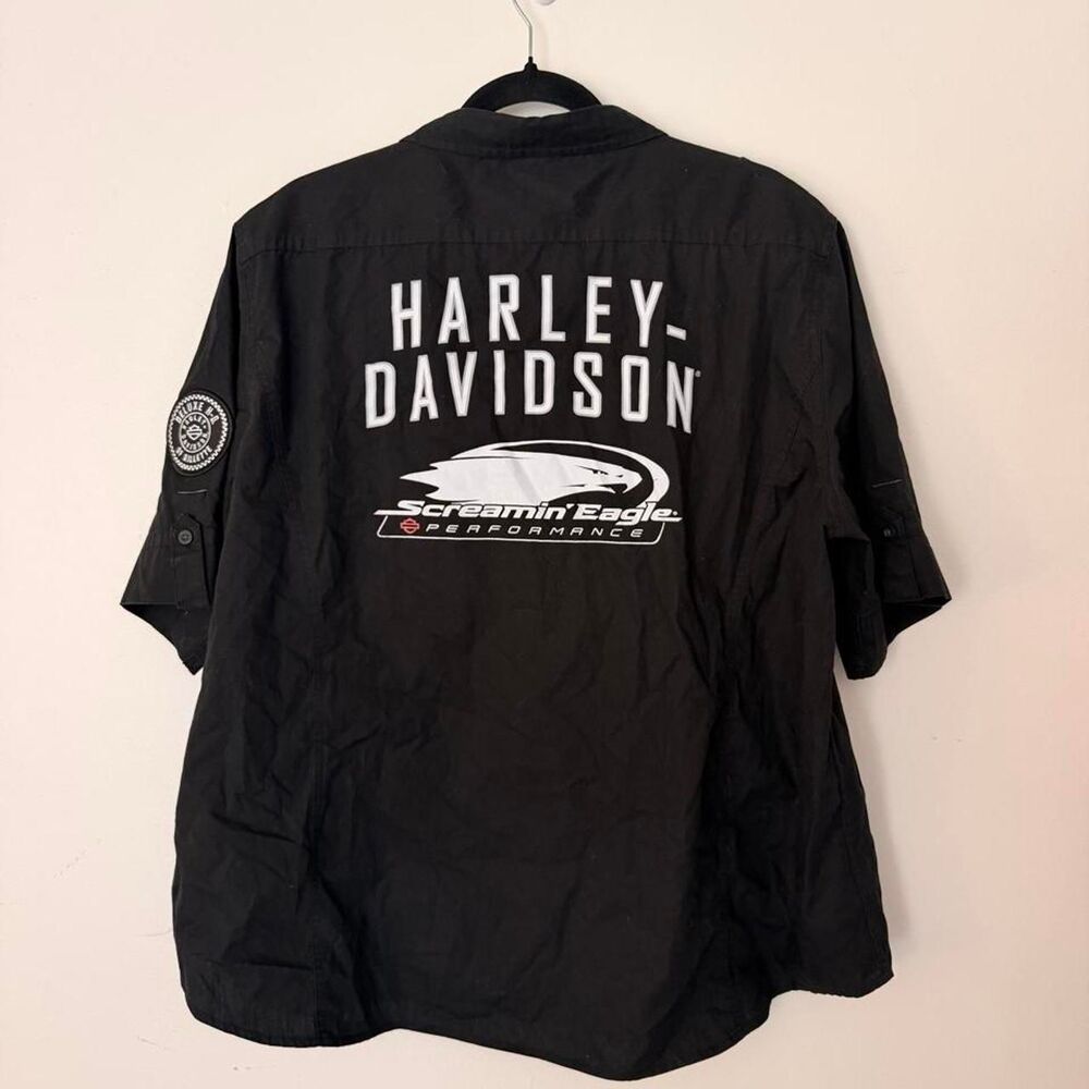 VINTAGE Harley-Davidson Screamin' Eagle black button-up shirt, Size 3XL Women's